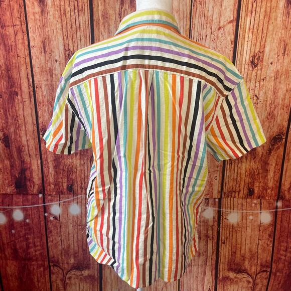 Pride by Target rayon blend buttondown size Small unisex rainbow stripe - Picture 3 of 5